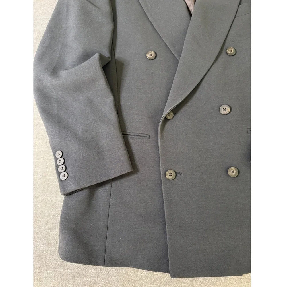 Donna Karan New York Vintage 80s Double Breasted Wool Blazer Made in Italy Black